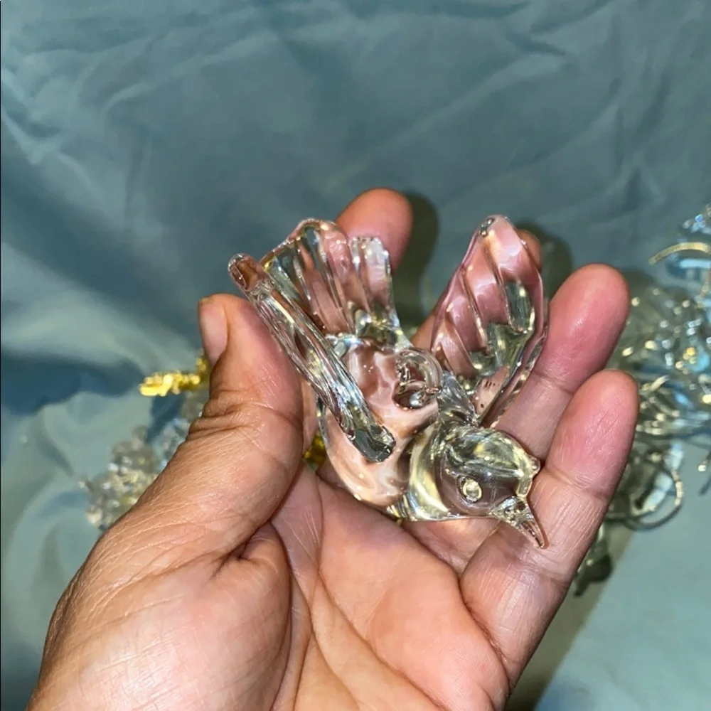 BX44 Bundle of Gold and Clear Decorative Angel and Glass Dove Ornaments 6 Doves